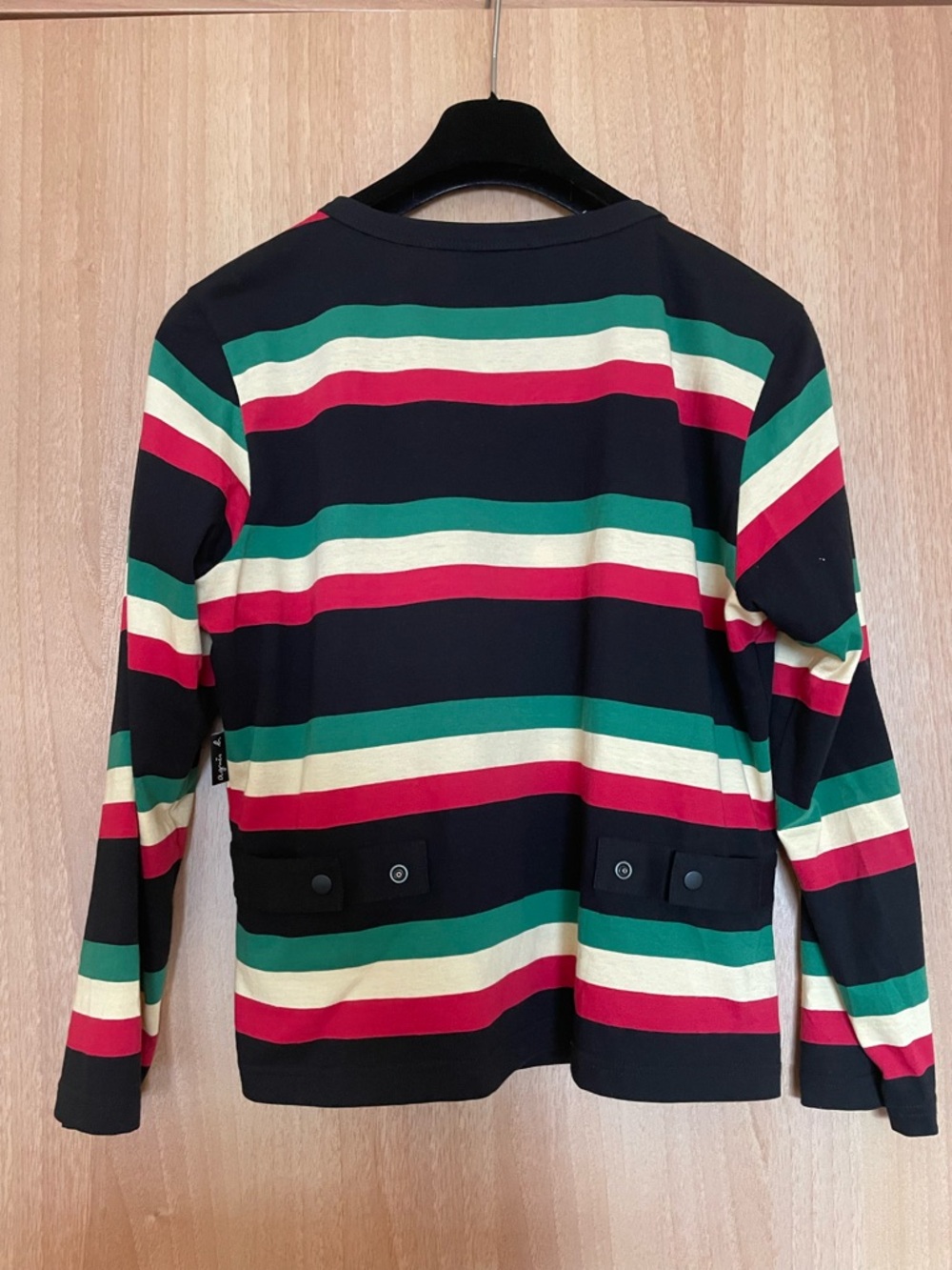 Agnes B. Striped Long Sleeve Cardigan in Black, Green, Red, Cream - size 3 - Picture 2 of 5